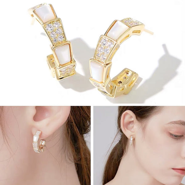 Audrey Mother of Pearl Cuff Earrings