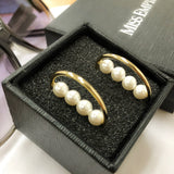 Straight Pearl Curve Earrings