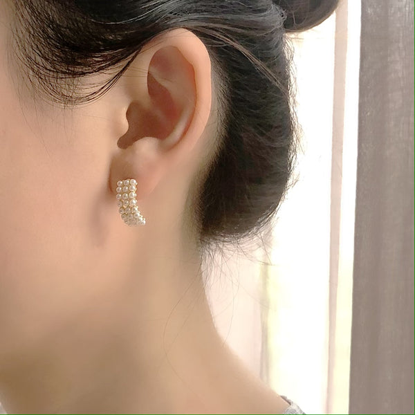 Audrey White Mini-Pearls Earrings