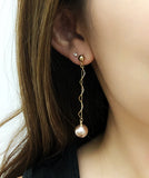 Dangling Spiral Pearl Earrings