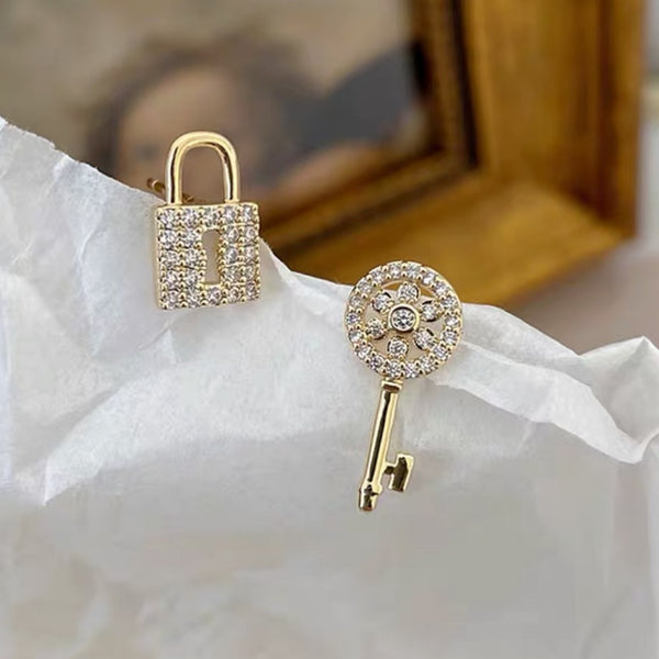 Audrey Petite Key and Padlock Earrings