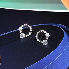 Audrey Sparkling Solitaire Circle Earrings